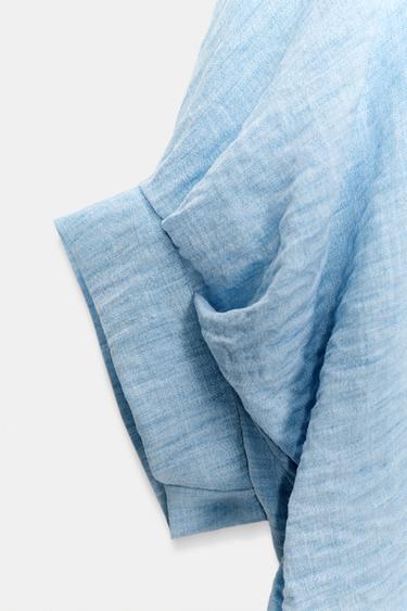 CHEMISE BALLON MANCHES COURTES - Bleu clair de Zara - Image 7