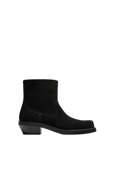 LEATHER COWBOY BOOTS - Black by Zara