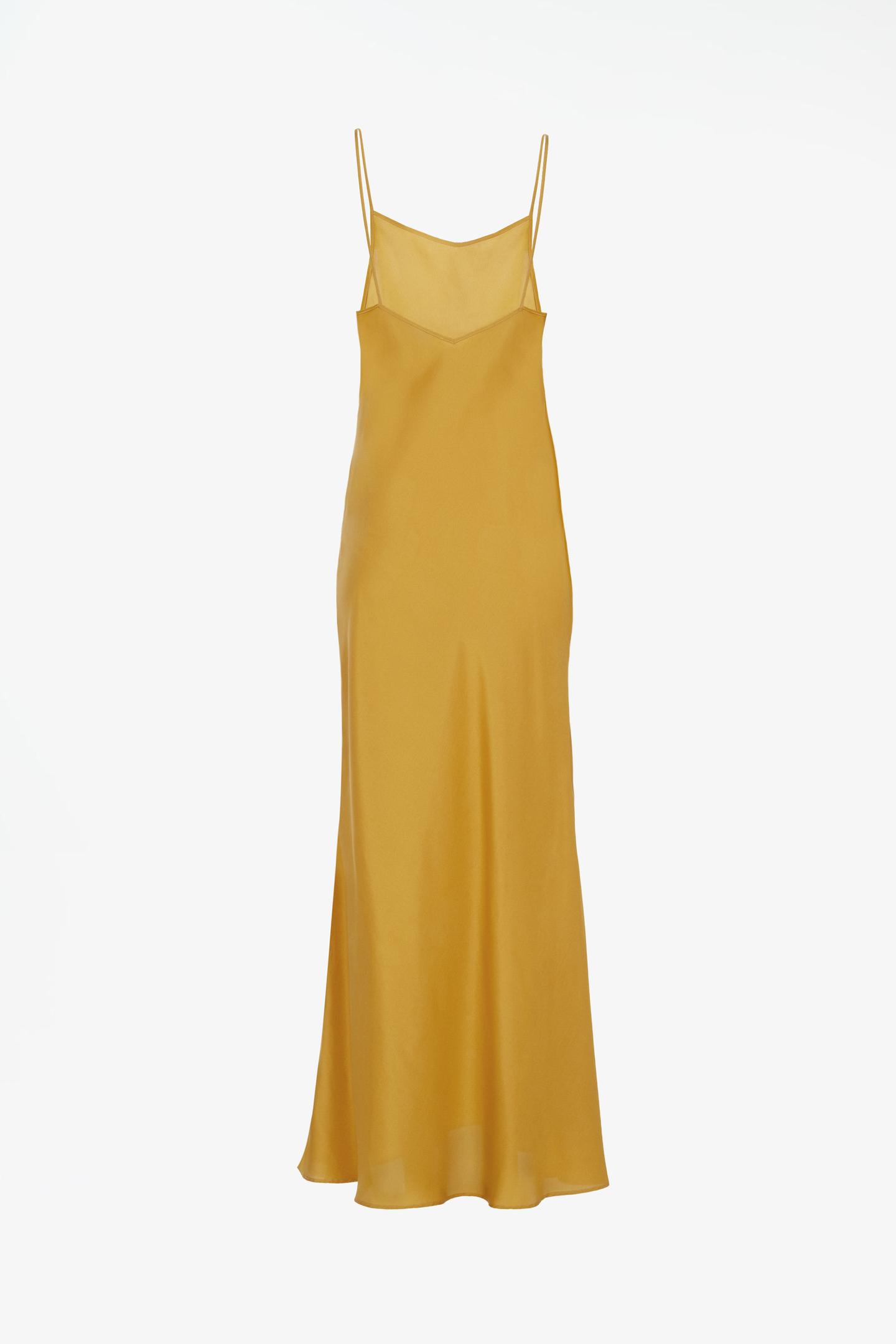 Женское платье Zara Limited Edition 100% Silk Slip, цвет: Ocher — фото 4