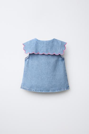TOP EN DENIM À ONDES - Bleu moyen de Zara - Image 1