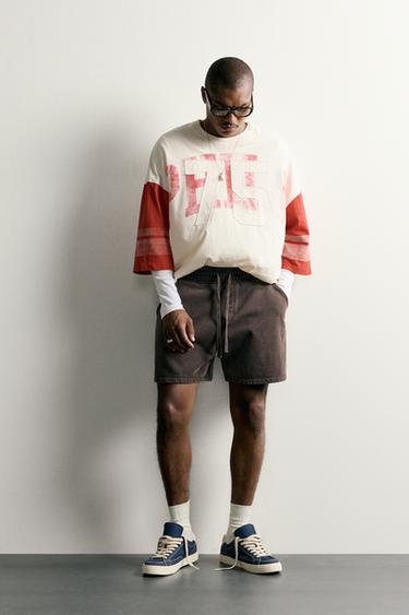 Zara WASHED JOGGER SHORTS - Brown - Image 0