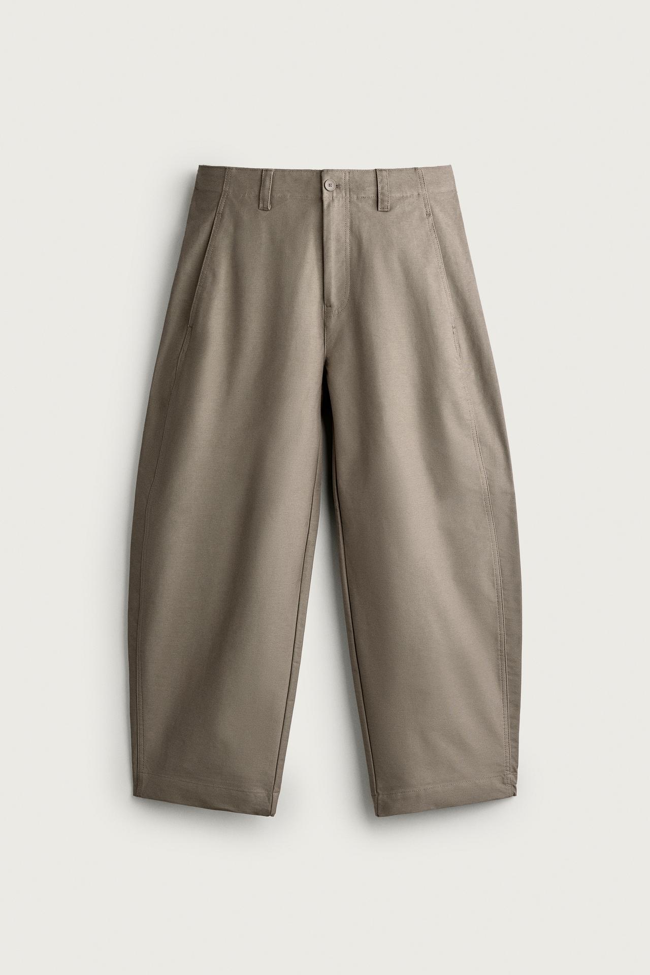 BALLOON FIT PANTS — Taupe gray