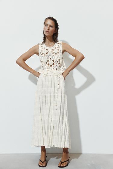 FALDA RÚSTICA PANELES - Blanco de Zara