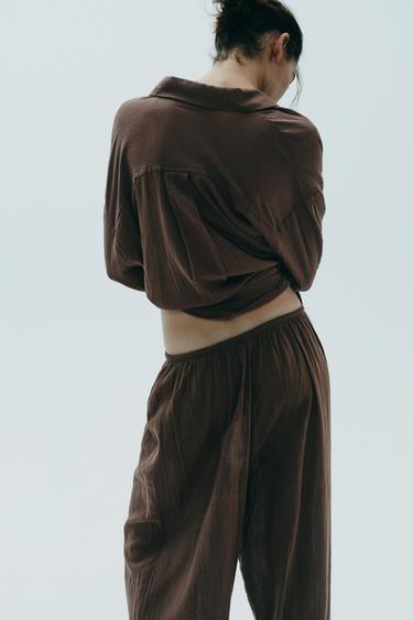FLOWING BALLOON TROUSERS - Brown by Zara - Image 4