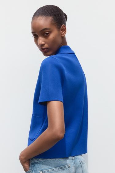 GILET EN MAILLE BOUTONS FANTAISIE - Bleu roi de Zara - Image 3