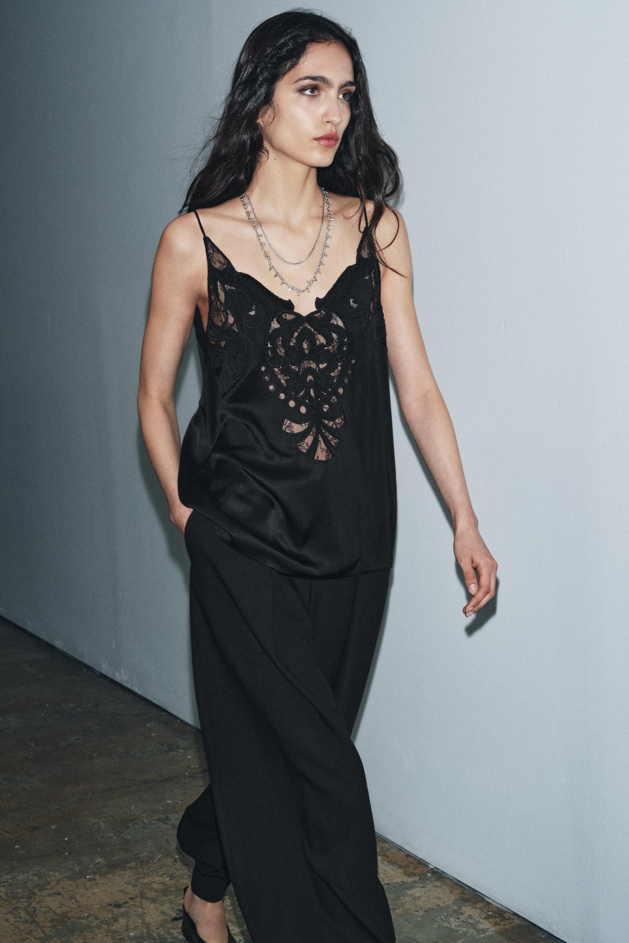 LACE TOP ZW COLLECTION - Black | ZARA Canada