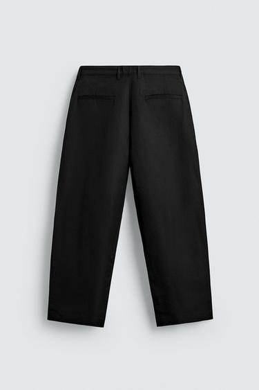 RELAXED FIT PLEATED TROUSERS - Black by Zara - Image 6