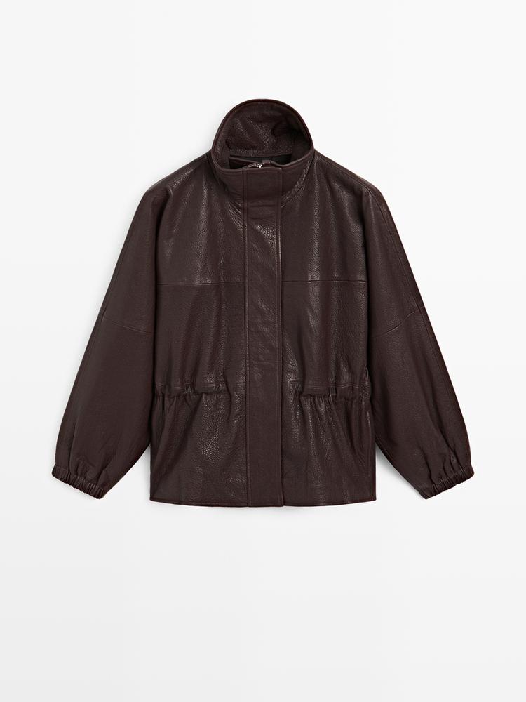 Nappa leather jacket with grainy finish