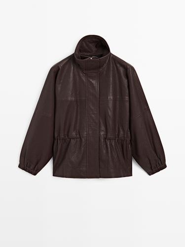 Zara Nappa leather jacket with grainy finish - Brown
