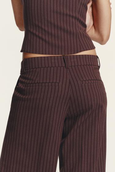 PANTALÓN FLARE RAYAS TIRO BAJO - Marrón / Crudo de Zara