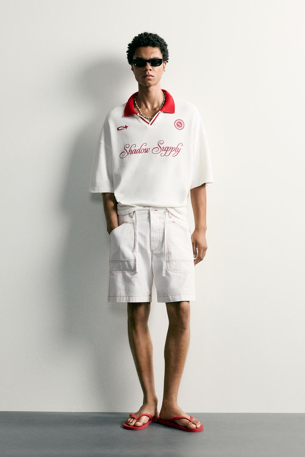 Zara Retro futbol relaxed fit polo