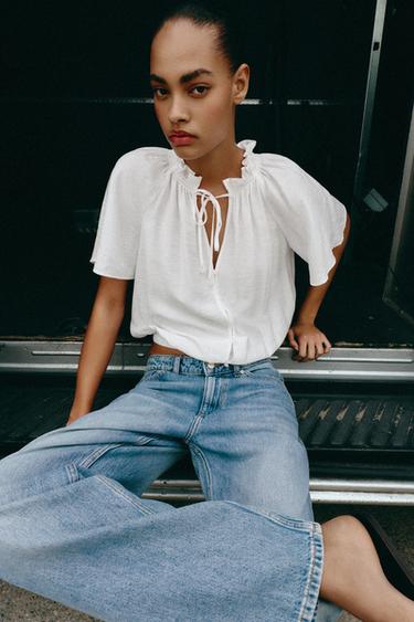 BLOUSE ROMANTIQUE À VOLANT - Blanc de Zara - Image 5
