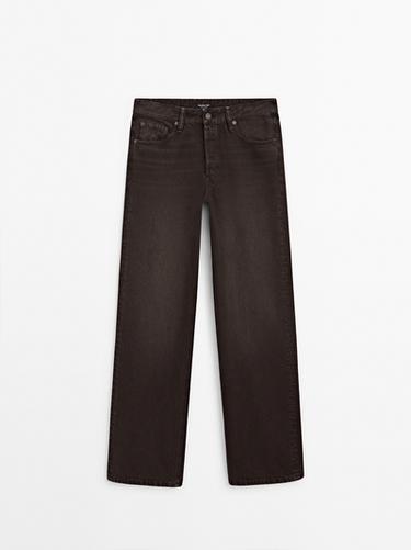 Zara Mid-waist wide-leg jeans - Dark brown - Image 0