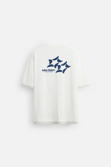 Zara TEXT PRINT T-SHIRT - White