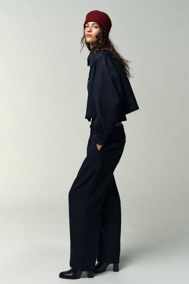 PANTALON DROIT NERVURÉ - Bleu marine de Zara - Image 3