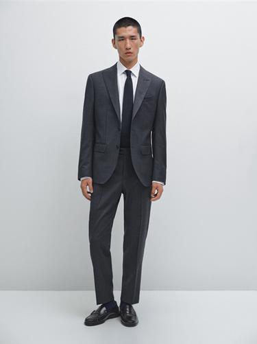 Zara 100% wool suit trousers - Navy blue - Image 0