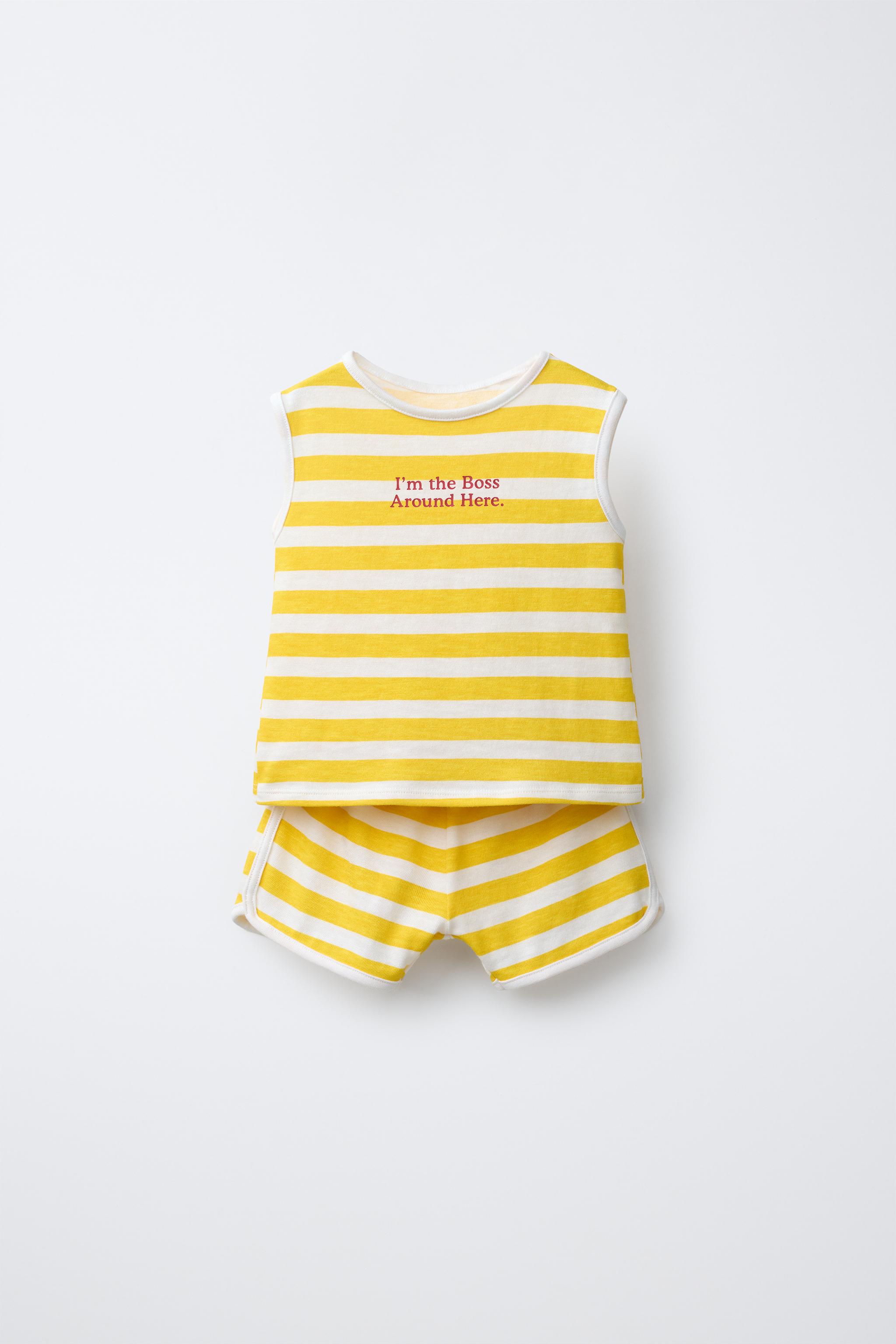 Детские шорты Zara STRIPED PRINT T-SHIRT AND BERMUDA SHORTS SET — фото 2