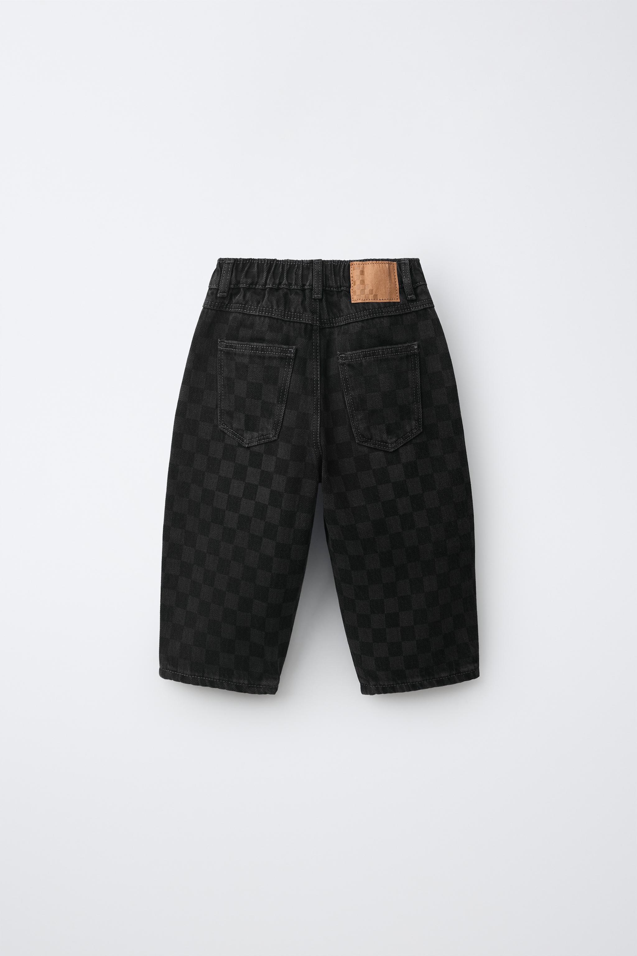 Детские джинсы Zara CHECKERBOARD PRINT BAGGY JEANS — фото 2