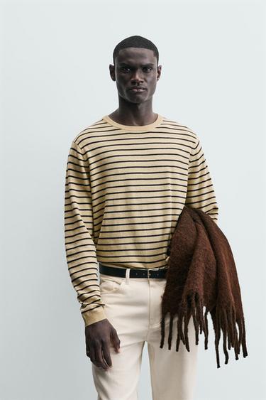 STRIPED WOOL - CASHMERE JUMPER - Butter by Zara