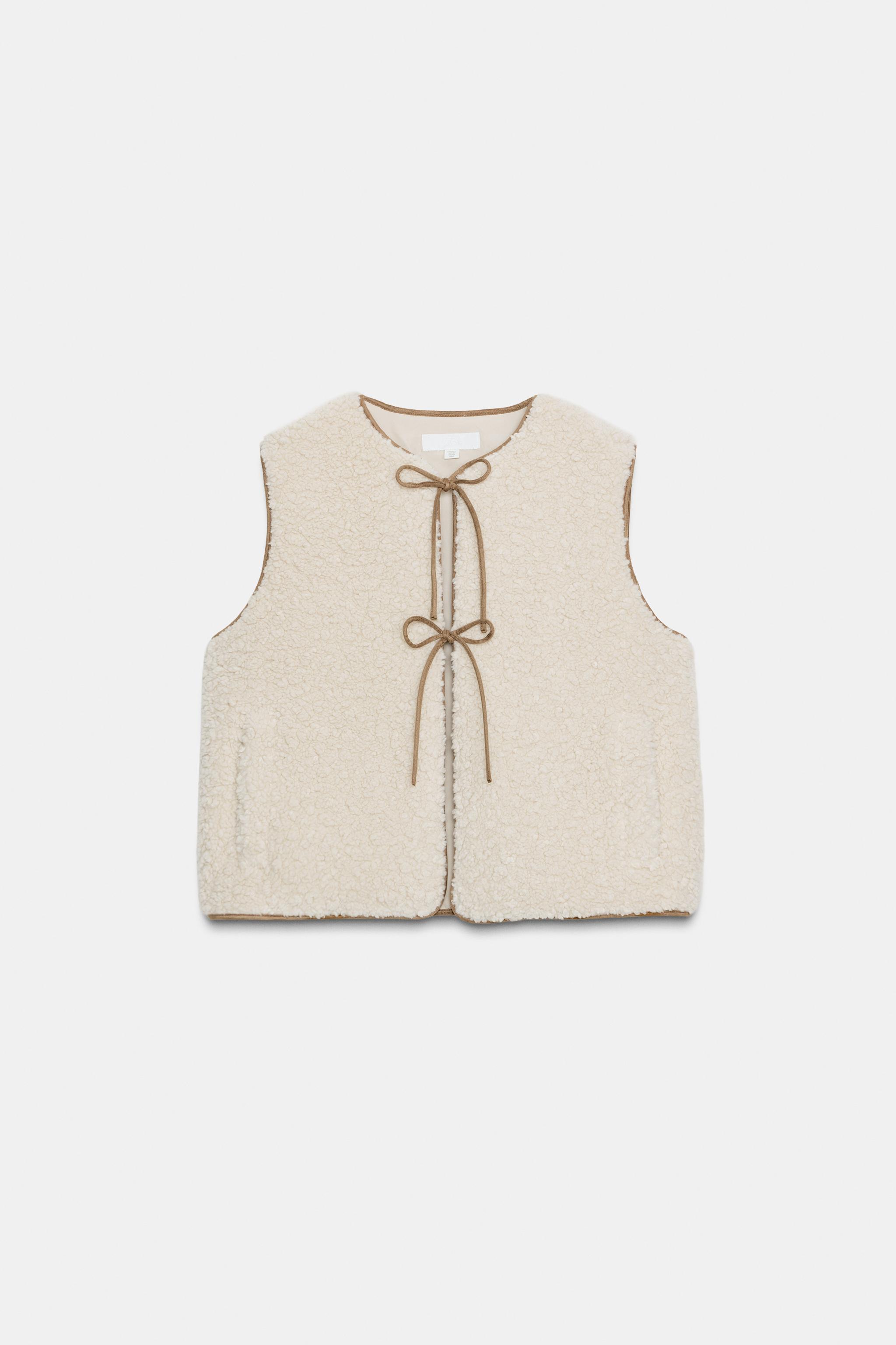 ボア素材リボンベスト - エクリュ | ZARA Japan / 日本