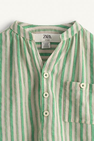 LIMITED EDITION STRIPED SHIRT WITH POCKET - Green stripe by Zara - Image 7