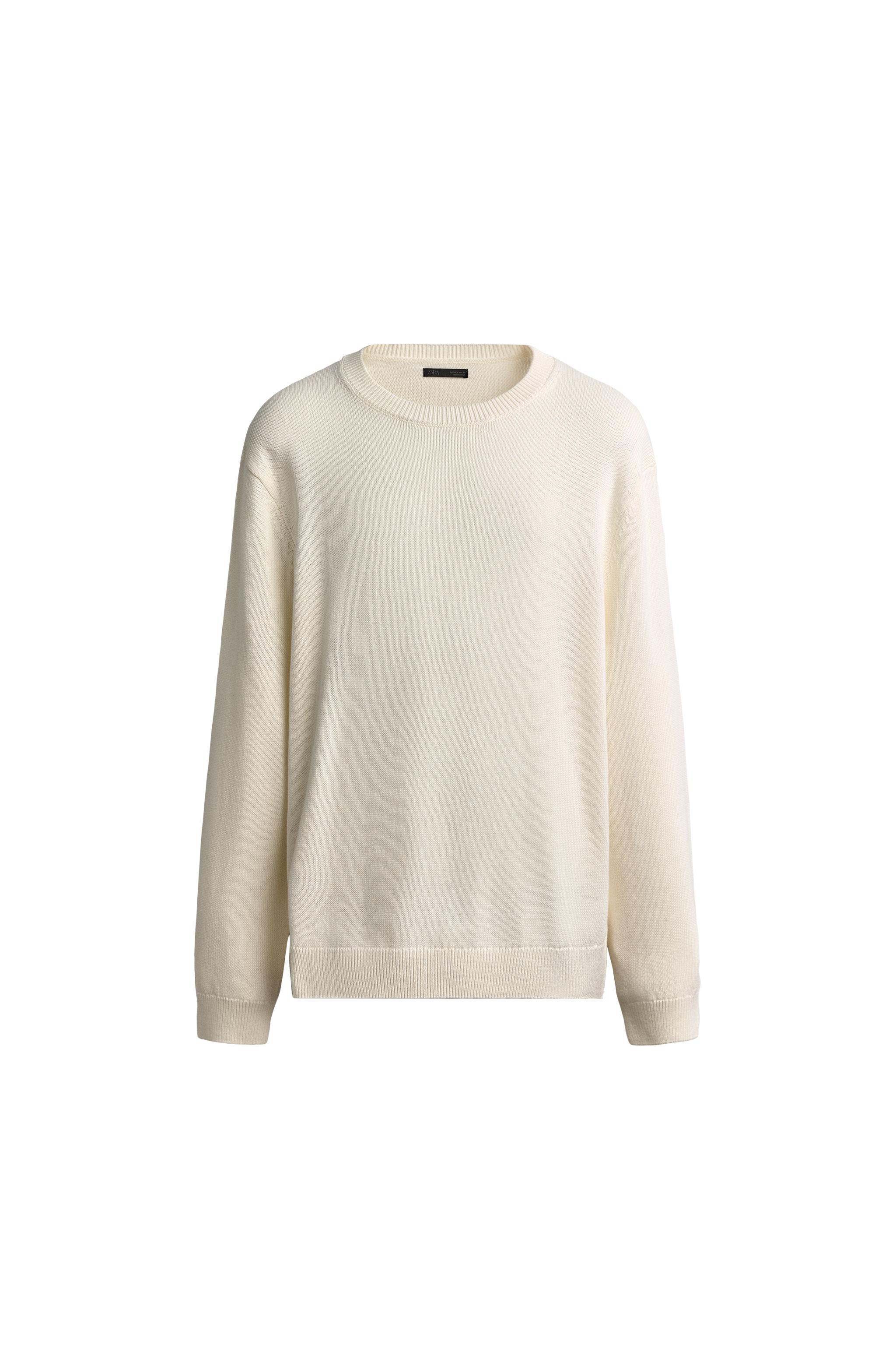 コットン＆リネン レギュラーフィットセーター - オフホワイト | ZARA 