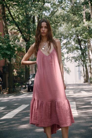 VOLUMINOUS MIDI DRESS - Pale pink by Zara