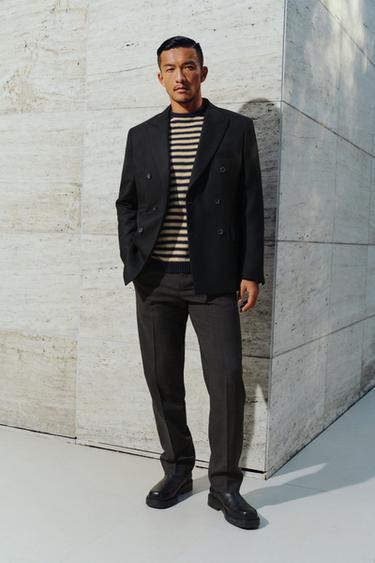 LIMITED EDITION WOOL BLEND DOUBLE-BREASTED SUIT BLAZER - Black by Zara