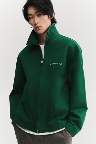 EMBROIDERED ZIP-UP JACKET - Green by Zara