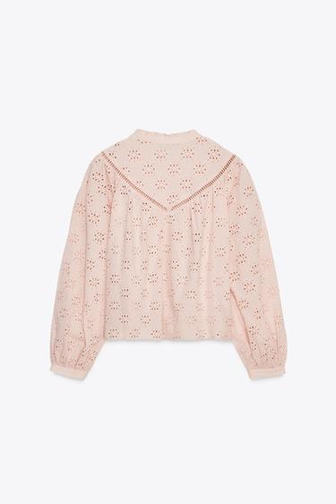 CHEMISE BRODERIES PERFORÉES - Rose pastel de Zara - Image 6