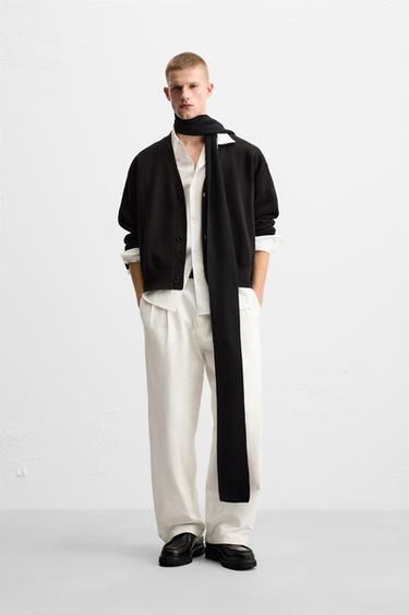 Zara 紋理棉開襟衫 - 黑色