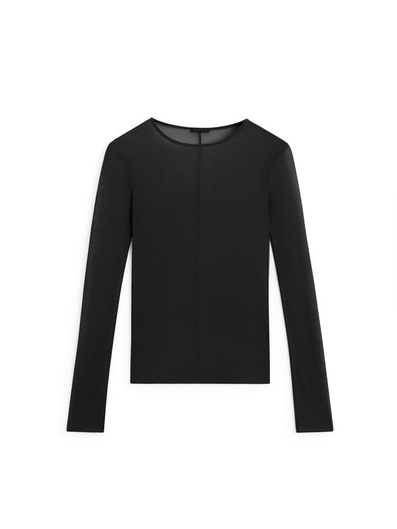 Zara Long sleeve silk T-shirt - Black - Image 0
