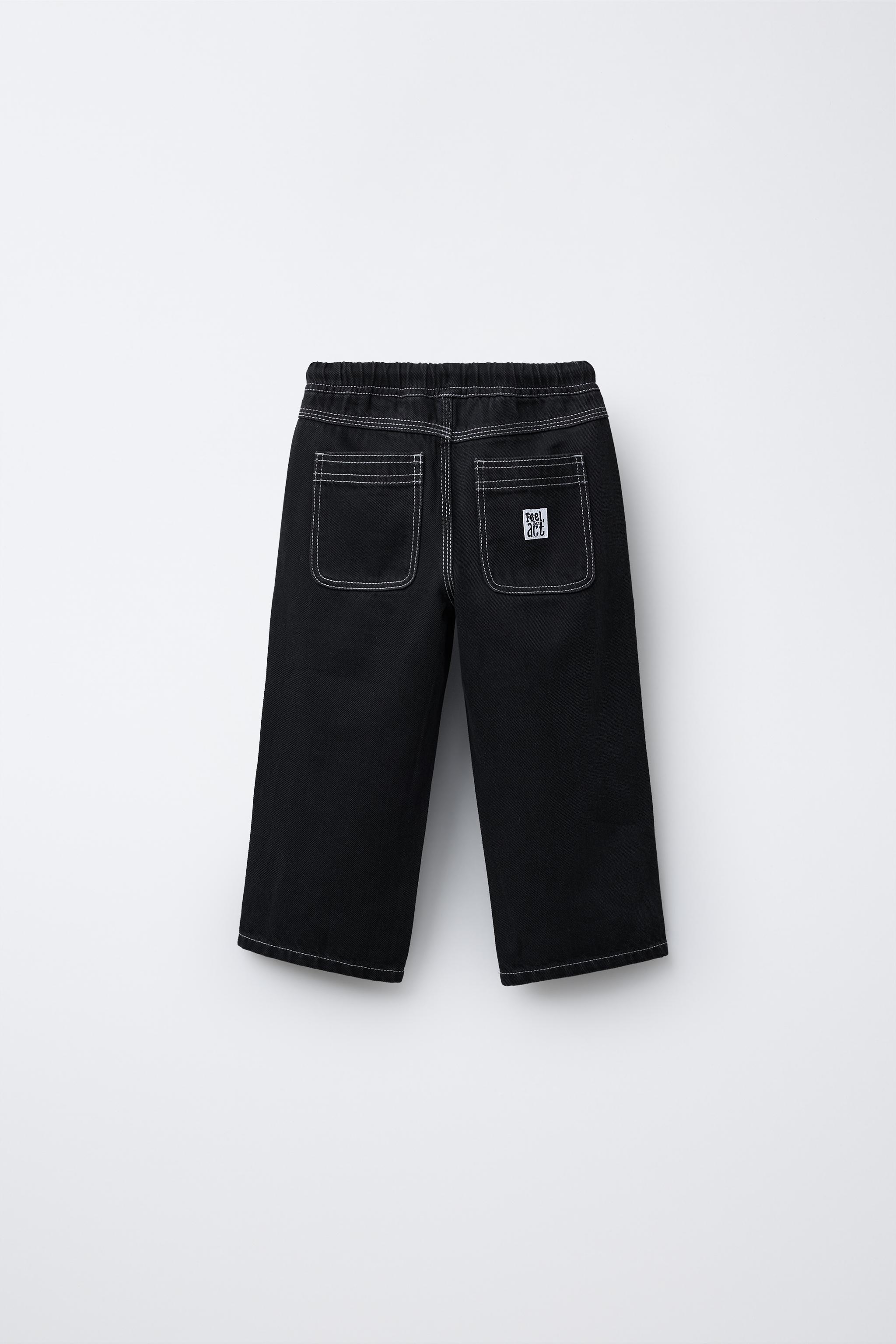 CONTRASTING LOOSE BAGGY JEANS