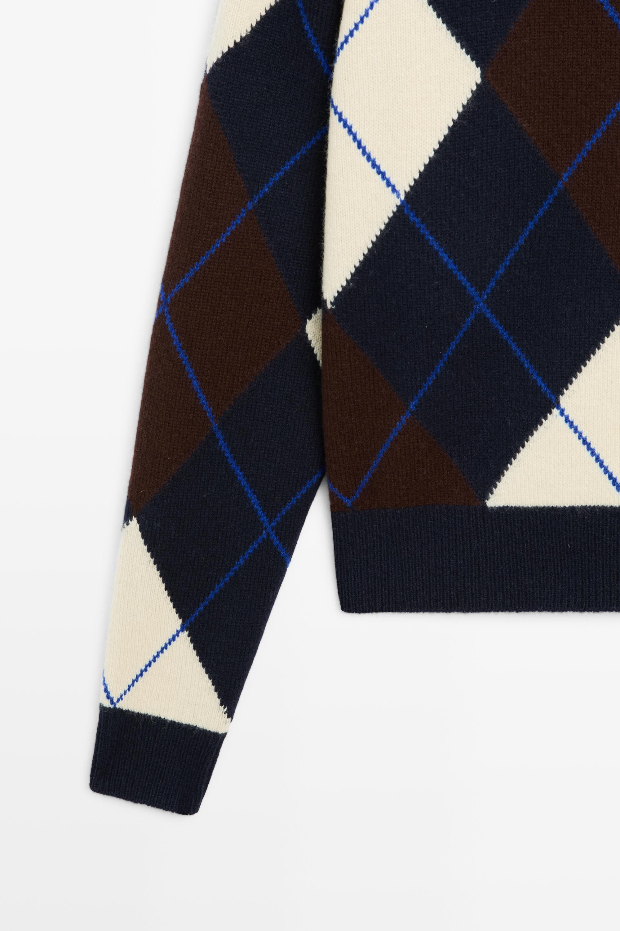 Pull en maille 100 % laine à motif losanges