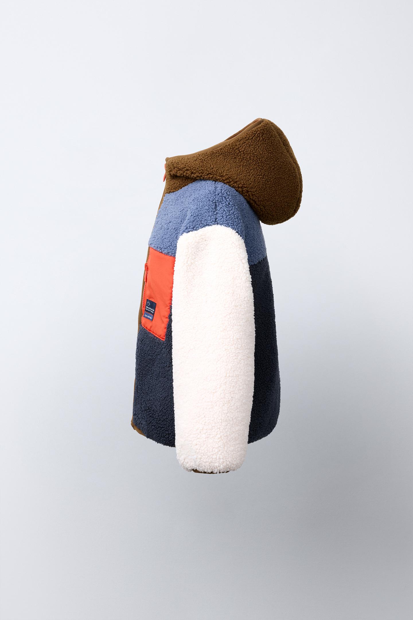 Детская куртка Zara Color Block Sherpa, цвет: Синий — фото 4