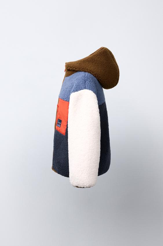 BLOUSON EFFET MOUTON COULEUR BLOCK - Bleu de Zara - Image 2