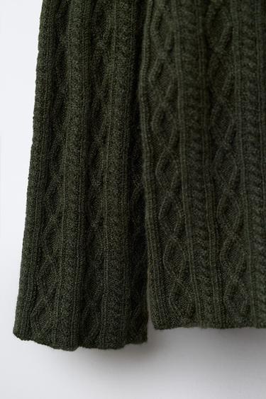 CABLE-KNIT JUMPER - Dark green by Zara - Image 2