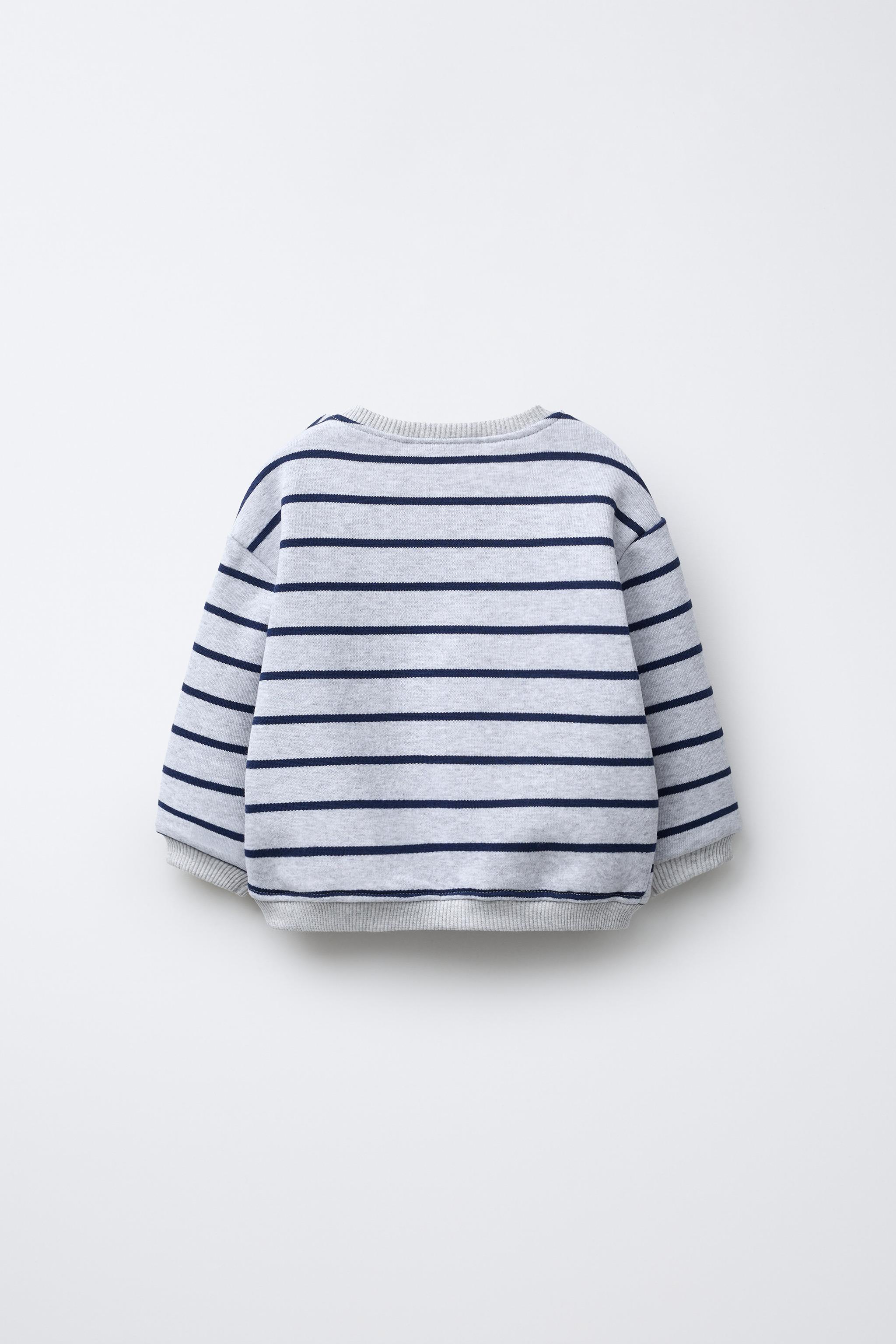 SWEAT RAYURES BRODERIE OURS