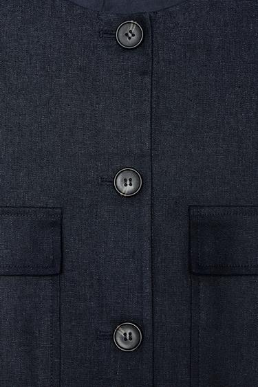 KURZE JACKE MIT LEINEN - Marineblau von Zara