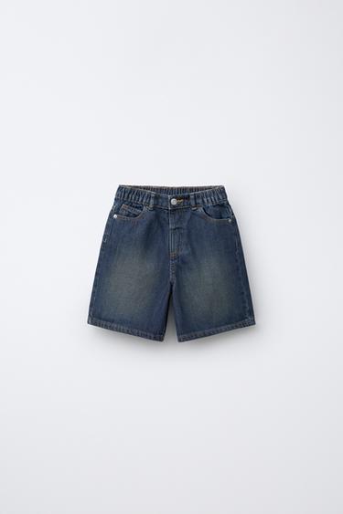 BERMUDA DENIM ACID WASH - Marrón-Azul de Zara