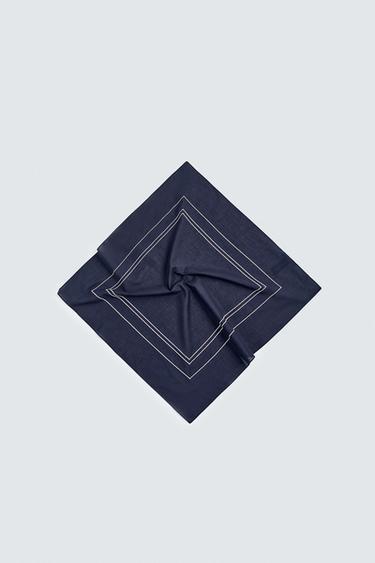 CONTRAST EMBROIDERY BANDANA - Navy blue by Zara