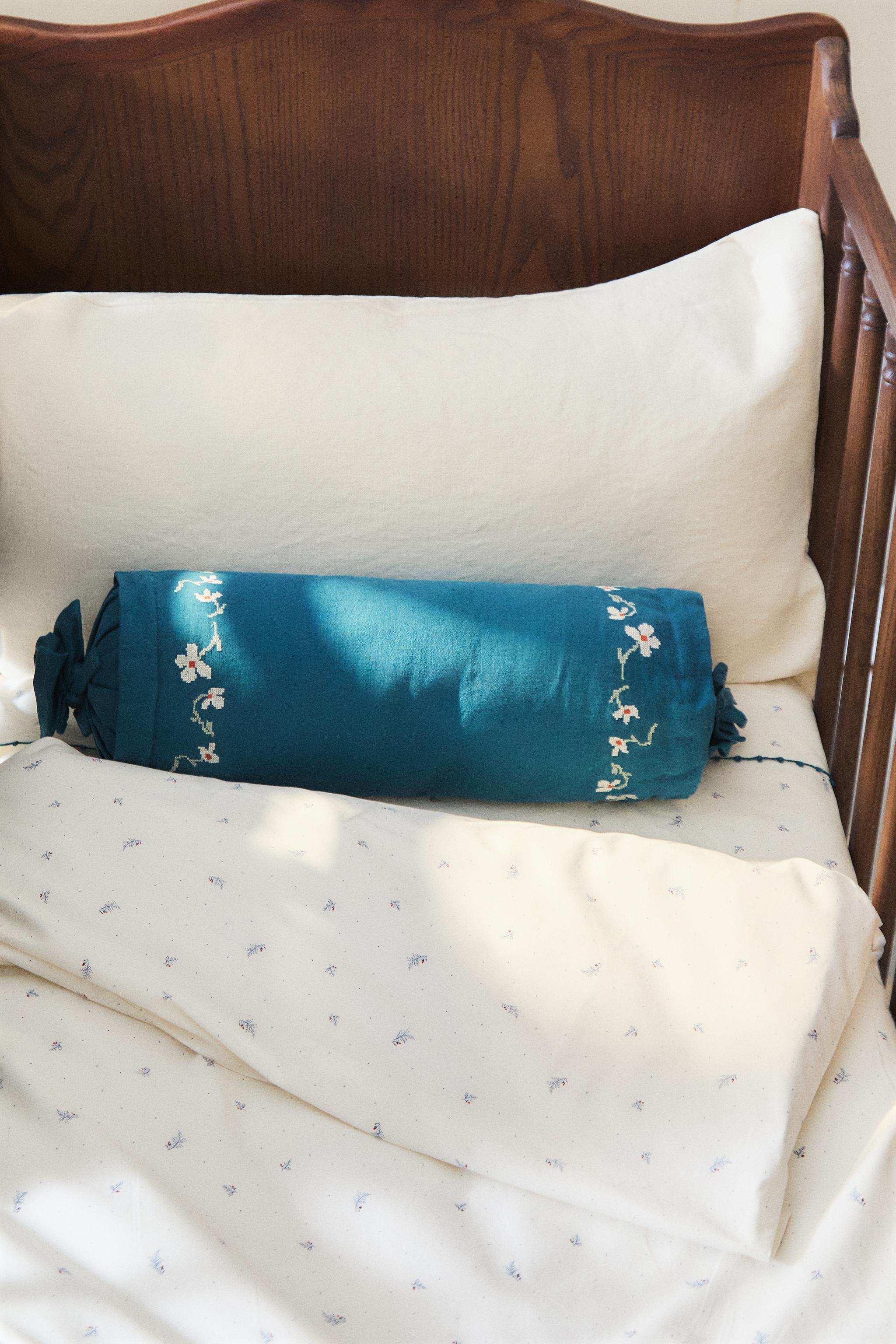 KIDS' COTTON LEAF AND DOT DUVET COVER — White / Navy