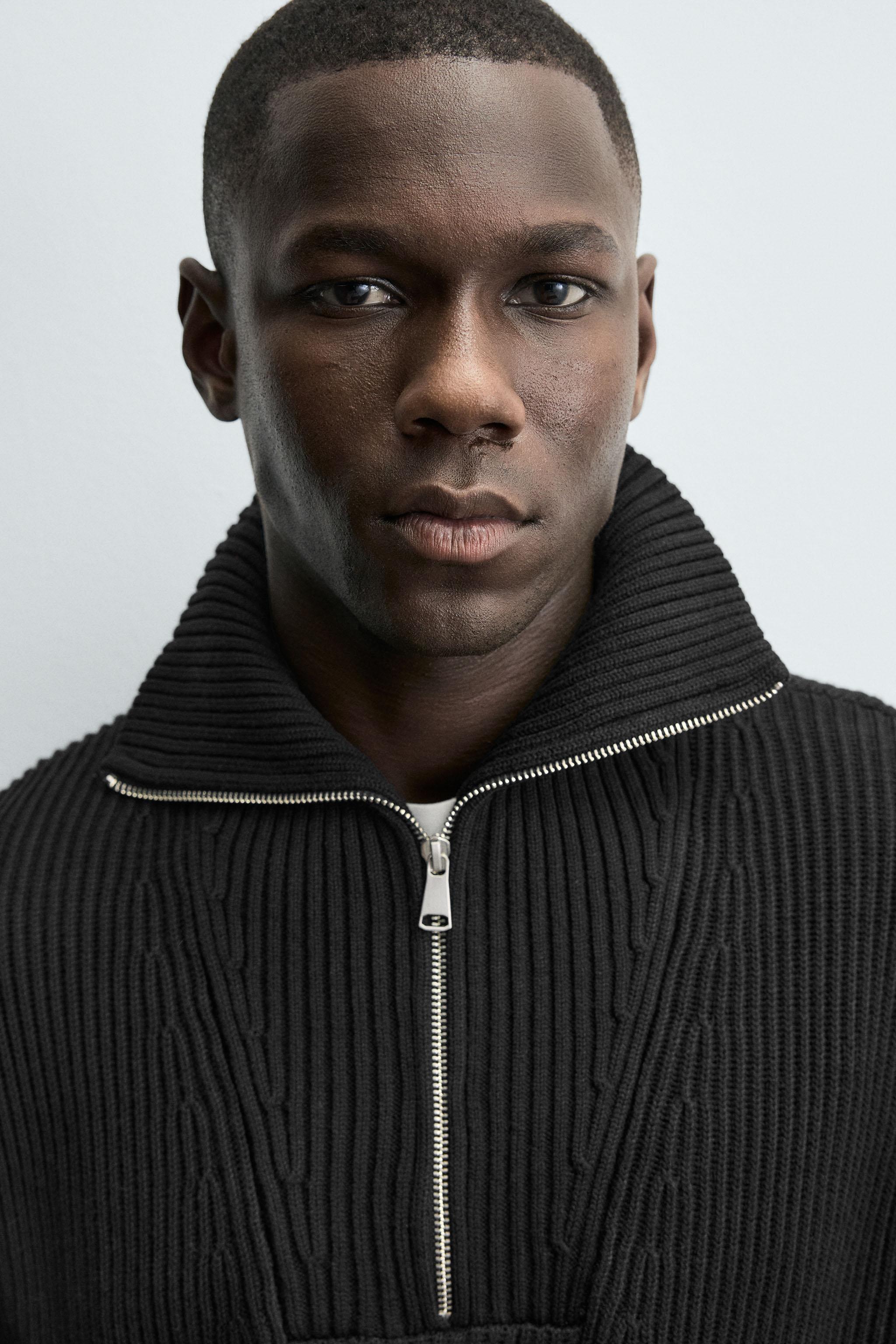 PURL KNIT QUARTER-ZIP JUMPER