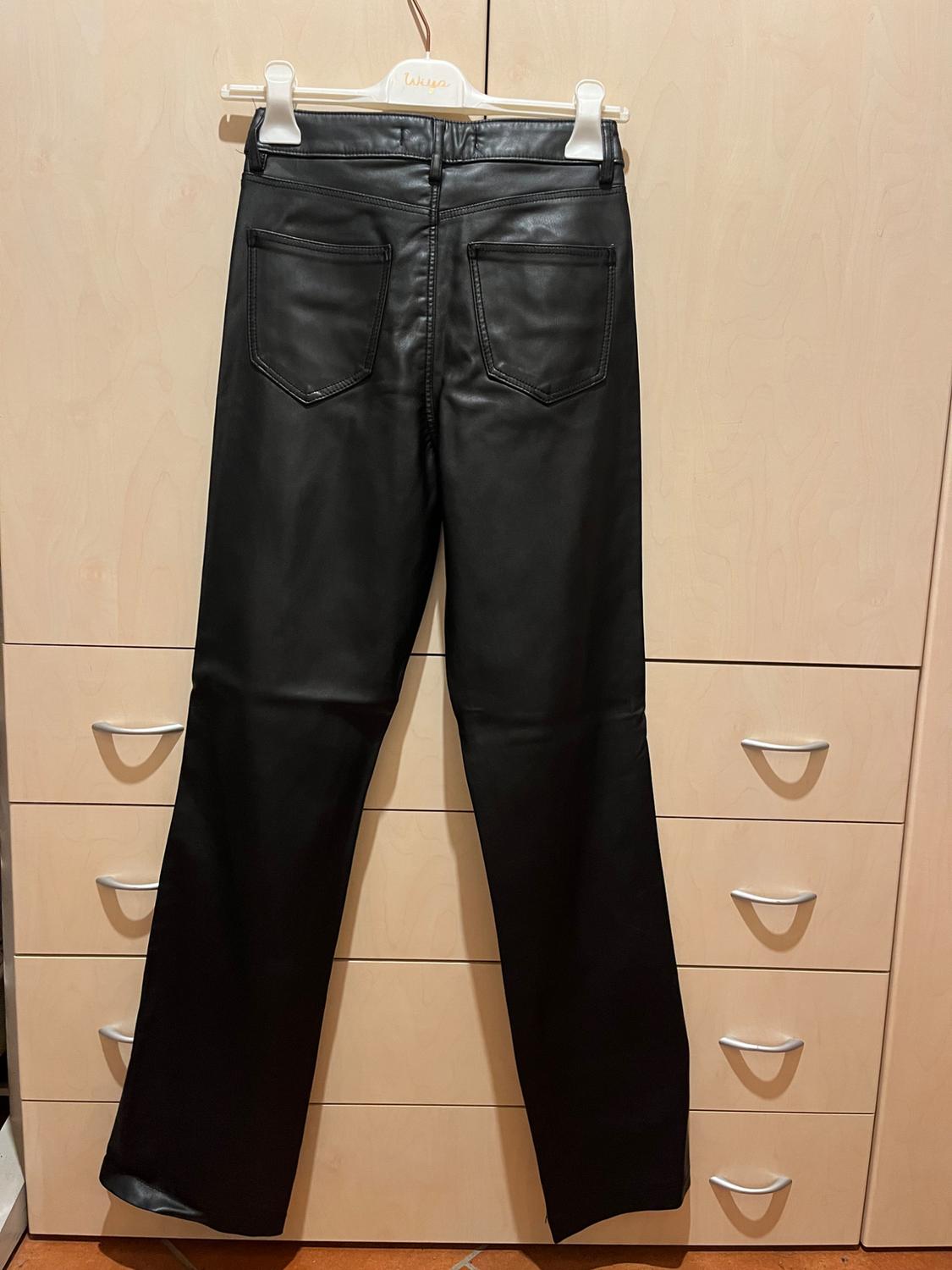 STRAIGHT FIT LONG LENGTH FAUX LEATHER TROUSERS - Image 7