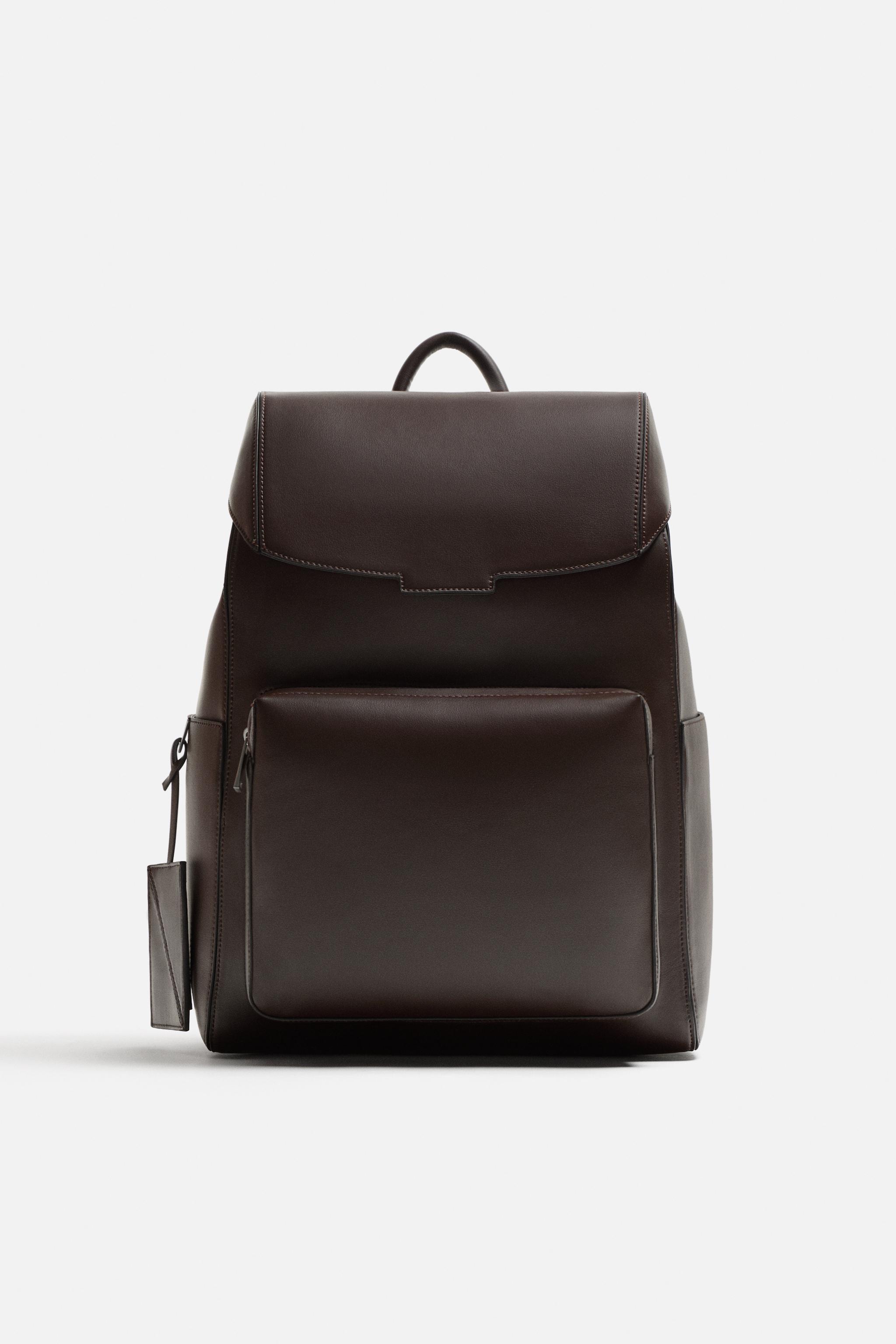 Zara Flap Backpack Brown Men