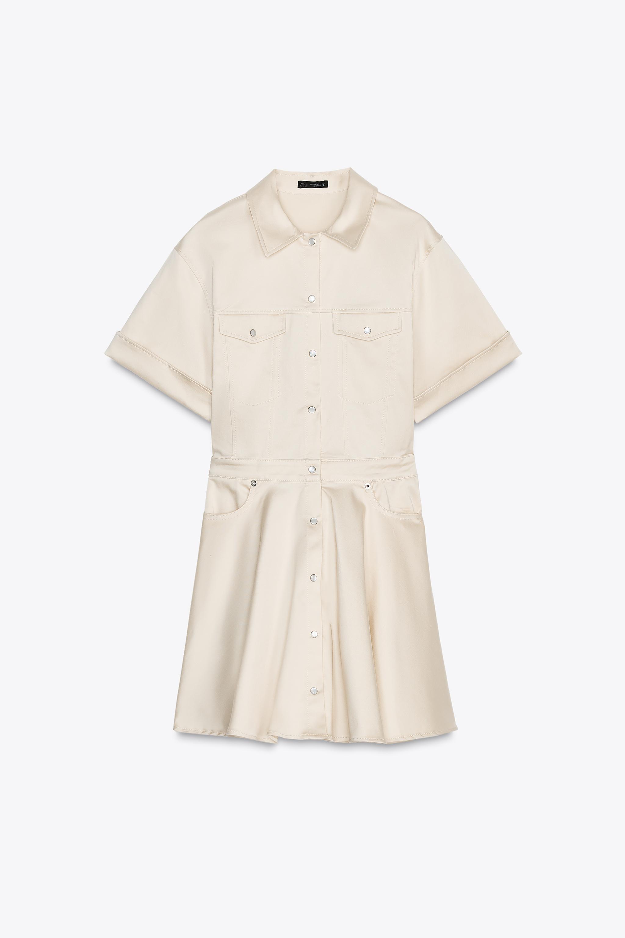 ショート丈フレアワンピース - ベージュ | ZARA Japan / 日本