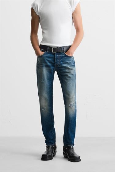 JEANS SLIM FIT ROTOS BOBBY GILLESPIE X ZARA - Azul de Zara