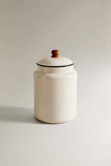 LARGE ENAMELLED JAR FOR PETS TREATS - White by Zara - Image 0
