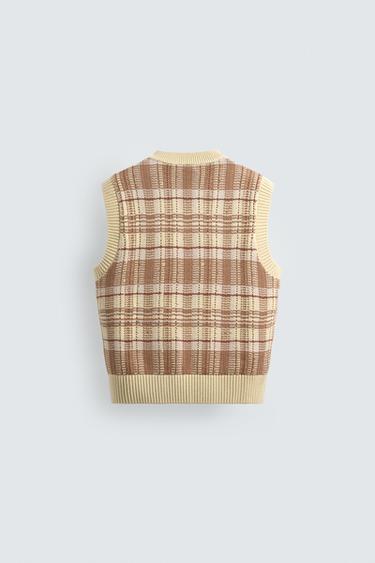 JACQUARD KNIT CHECKS WAISTCOAT - Yellow by Zara - Image 7