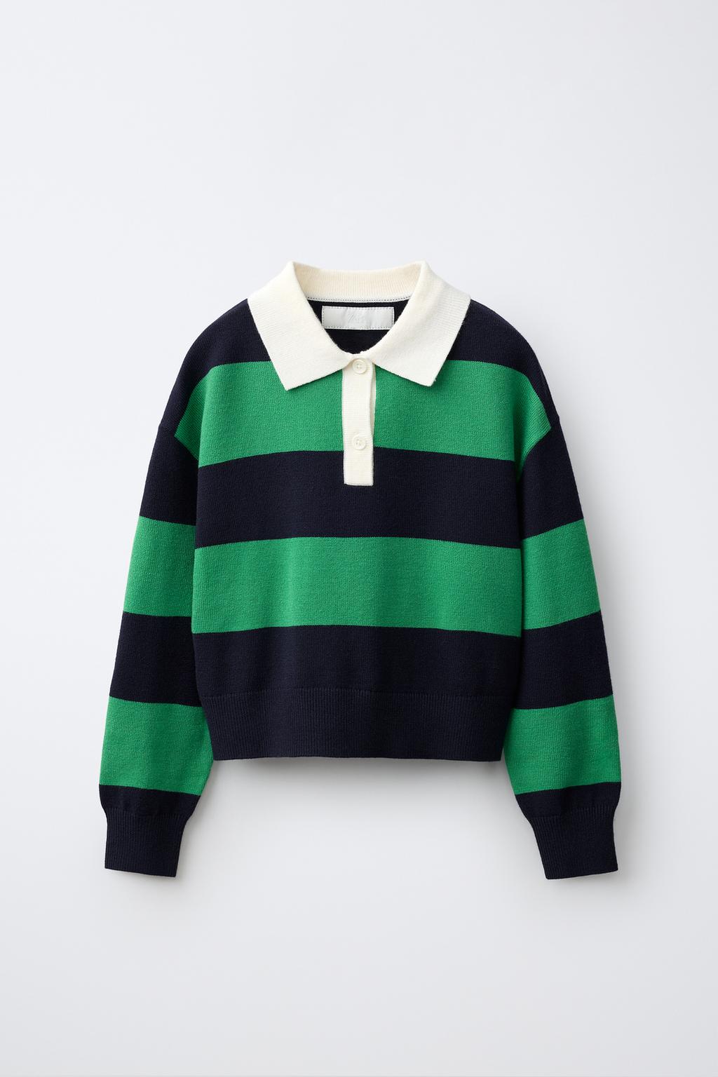Zara Polo yaxalı zolaqlı sviter